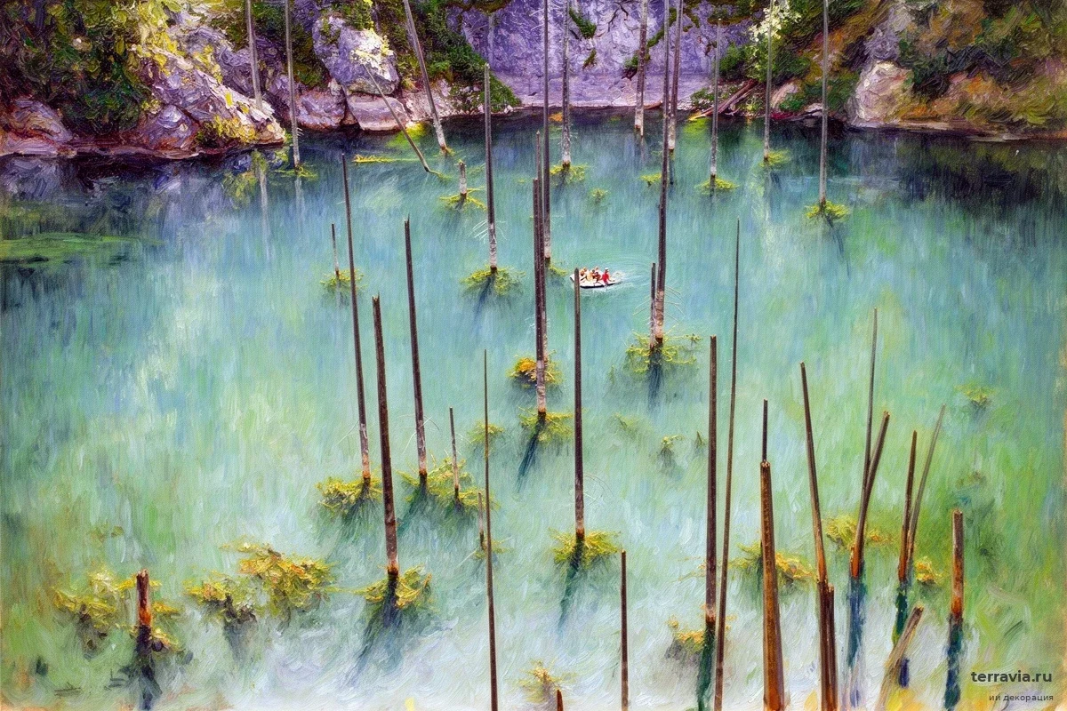 В горах Казахстана нашли озеро, которое 100 лет хранит живой лес под водой